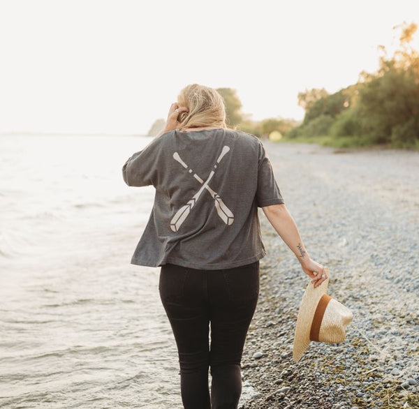 The Weekender Boxy Tee - Raised To Paddle On - Charcoal